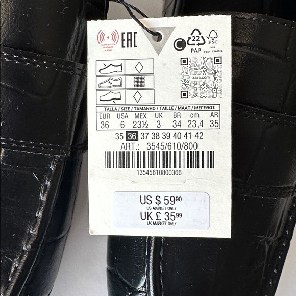 Zara Women’s Croc-Embossed Black Loafers - Picture 13 of 17